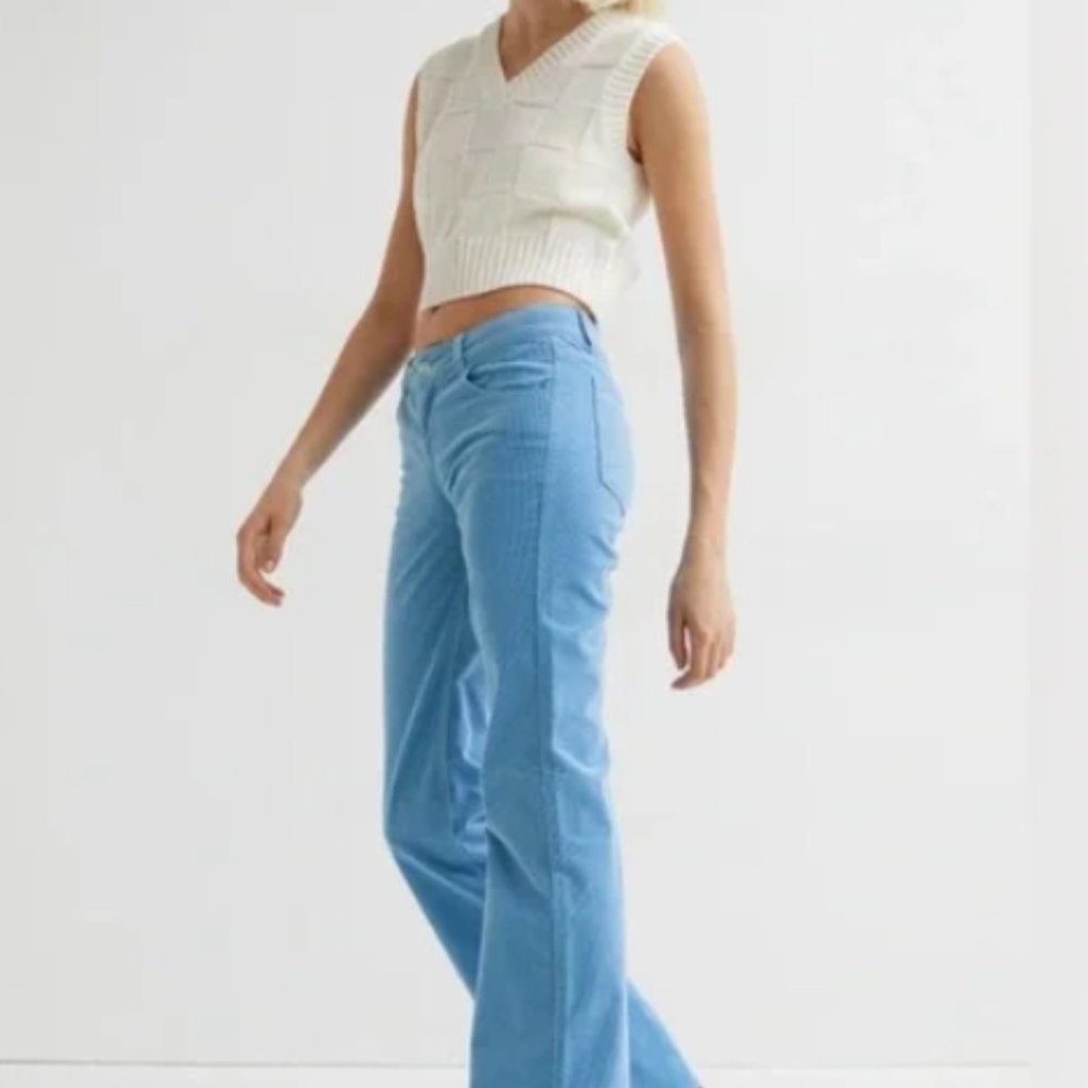 Divided Corduroy Low Rise Baby Blue Pant Size 8
